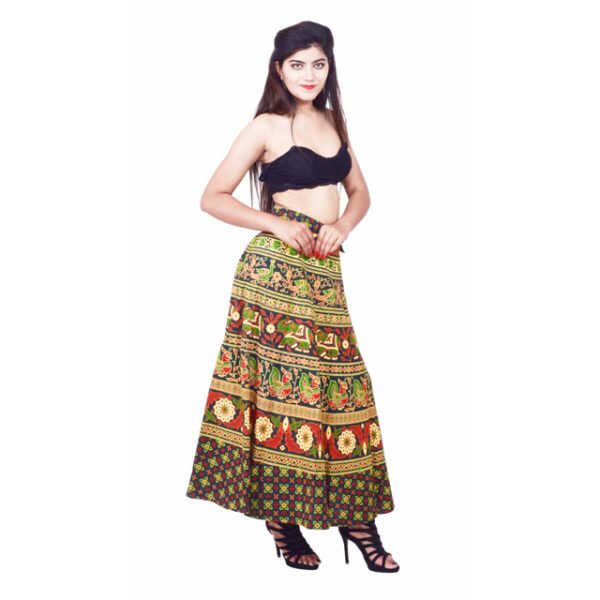 Floral Printed Cotton Wrap Around Skirt - Image 2