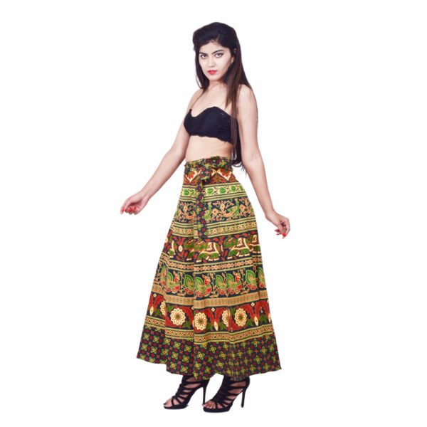 Floral Printed Cotton Wrap Around Skirt - Image 3
