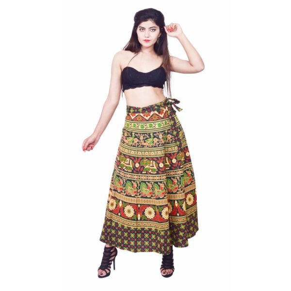 Floral Printed Cotton Wrap Around Skirt