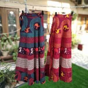 Set of 2 Pcs Womens Cotton Long Wrap Skirt