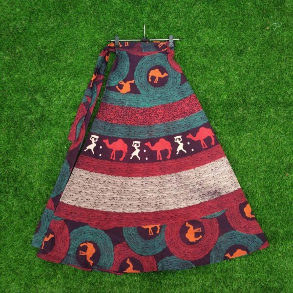 Set of 2 Pcs Womens Cotton Long Wrap Skirt - Image 3