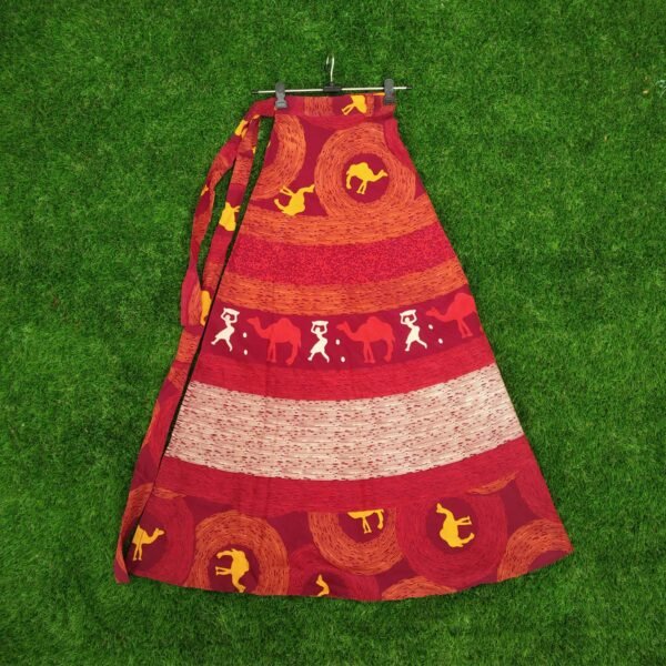 Set of 2 Pcs Womens Cotton Long Wrap Skirt - Image 5
