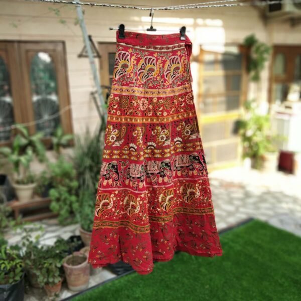 2 Pcs Set of Cotton Printed Long Wrap Skirt - Image 2