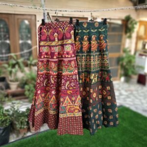 Buy 2 Pcs Printed Cotton Long Wrap Around Skirt