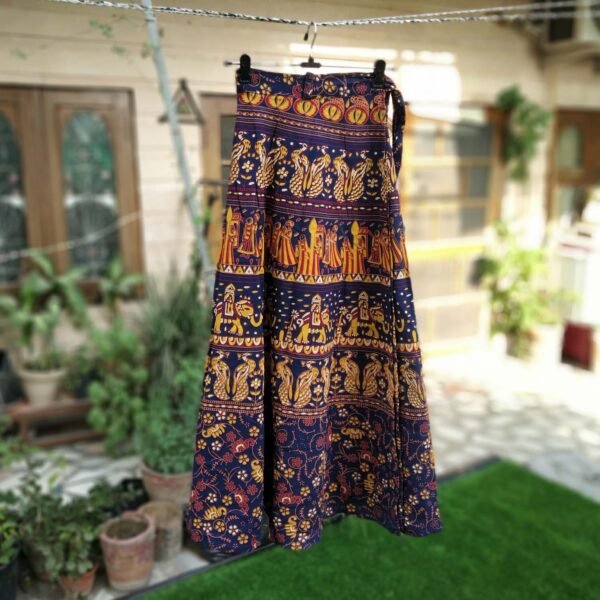 2 Pcs Set of Cotton Printed Long Wrap Skirt - Image 3
