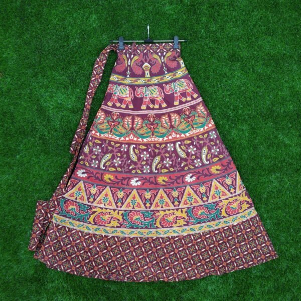 Buy 2 Pcs Printed Cotton Long Wrap Around Skirt - Image 3