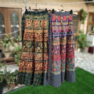 Printed Pure Cotton Long Wrap Skirt