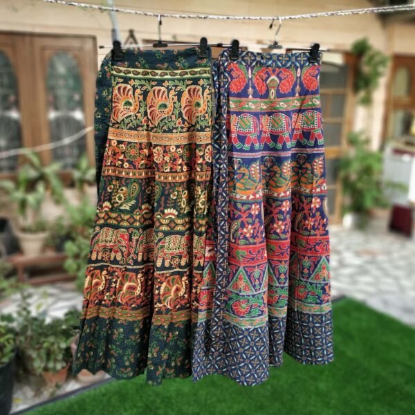 Printed Pure Cotton Long Wrap Skirt