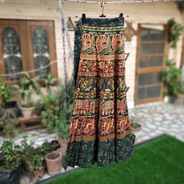 Printed Pure Cotton Long Wrap Skirt - Image 3