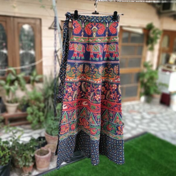 Printed Pure Cotton Long Wrap Skirt - Image 2