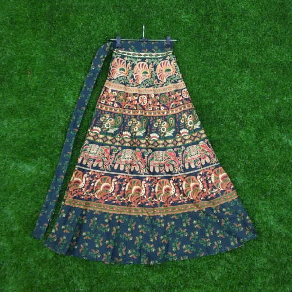 Printed Pure Cotton Long Wrap Skirt - Image 4