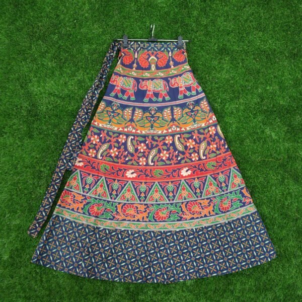 Printed Pure Cotton Long Wrap Skirt - Image 5