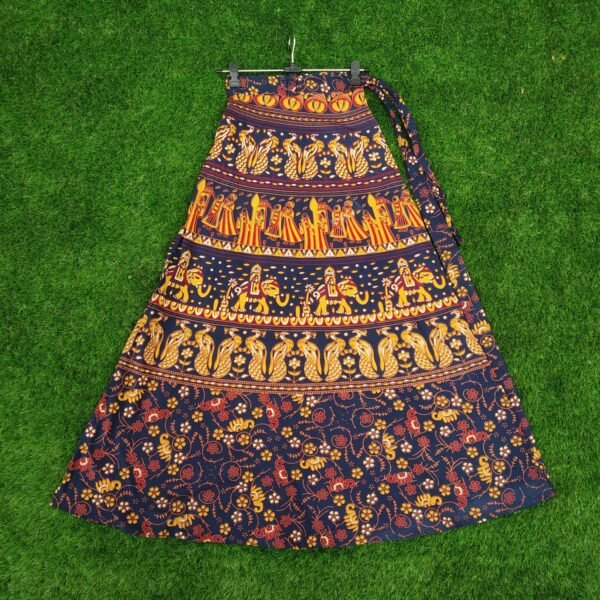 2 Pcs Set of Cotton Printed Long Wrap Skirt - Image 5