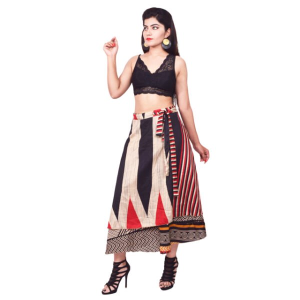 Beach Wear Sari Silk Long Wrap Skirt - Image 3