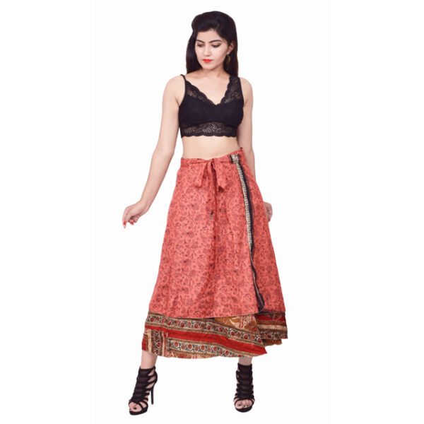 Two Layers Vintage Sari Wrap Skirt - Image 2