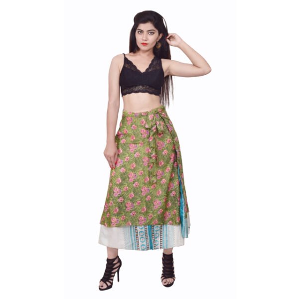 Handmade Vintage Sari Maxi Wrap Skirt - Image 3