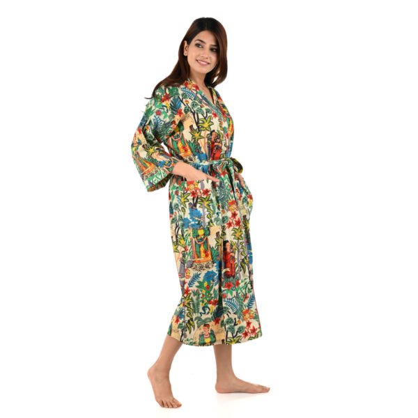 Women Printed Cotton Kimono Bath Robe - Image 2
