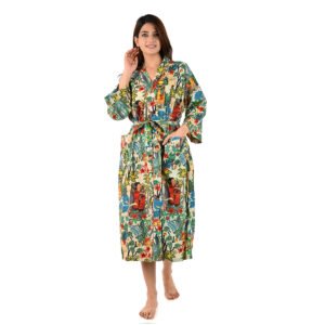 Women Printed Cotton Kimono Bath Robe