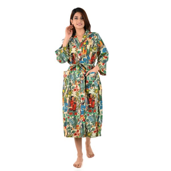 Women Printed Cotton Kimono Bath Robe