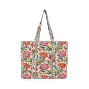 Screen Printed Quilted Tote Bag Without Zip
