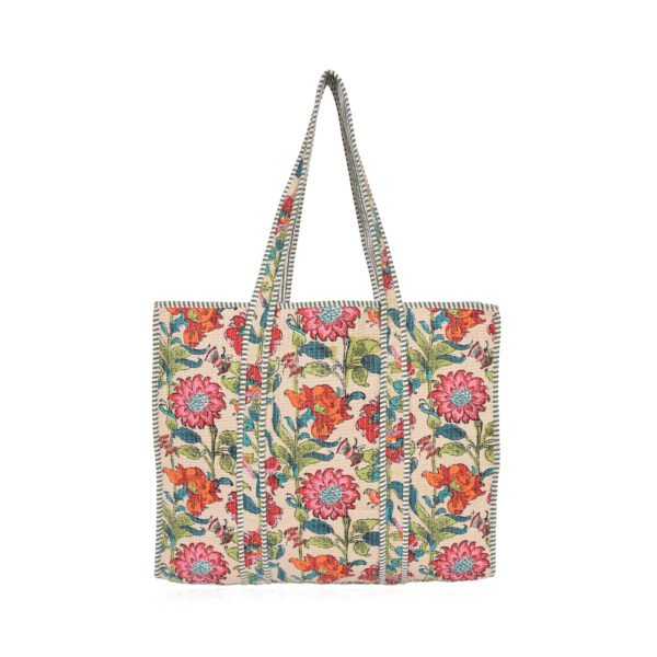 Screen Printed Quilted Tote Bag Without Zip