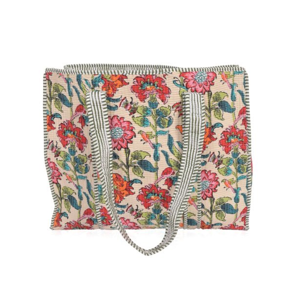 Screen Printed Quilted Tote Bag Without Zip - Image 2