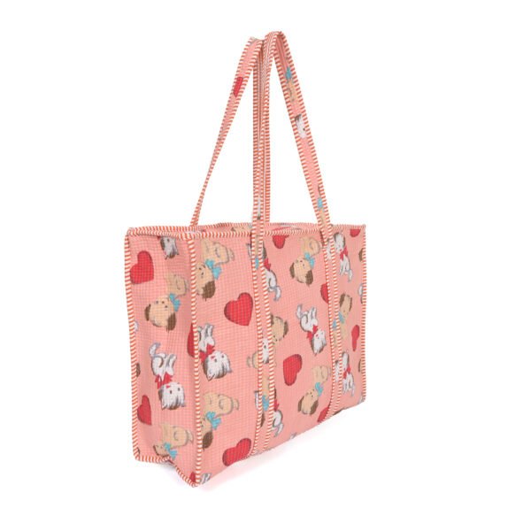 Cotton Printed Quilted Tote Bag With Zip - Image 2