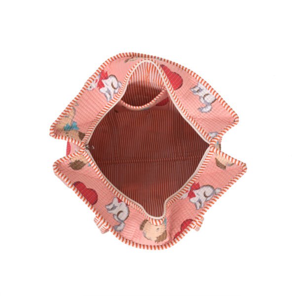 Cotton Printed Quilted Tote Bag With Zip - Image 4