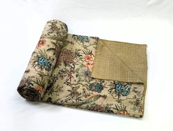 New Cotton Printed Kantha Quilt - Image 3