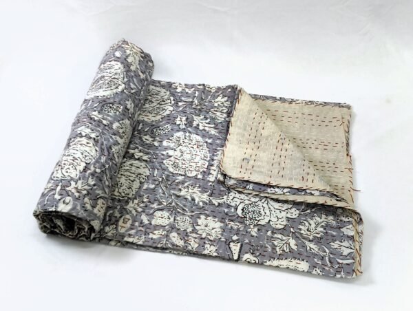 Traditional Pure Cotton Floral Print Kantha - Image 2