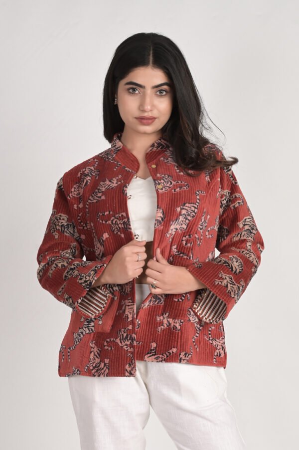 Handcrafted Velvet Quilted Jacket - Image 2