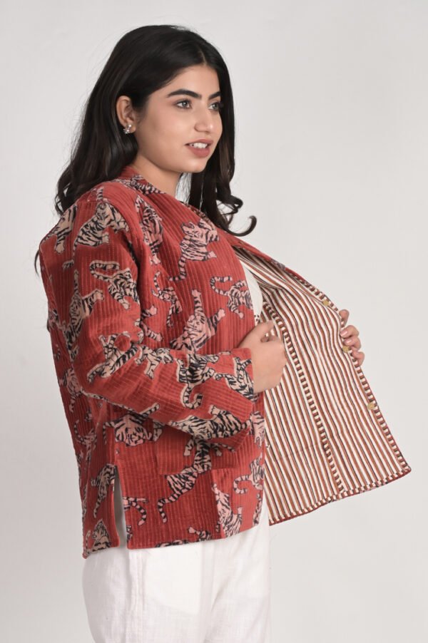 Handcrafted Velvet Quilted Jacket - Image 3